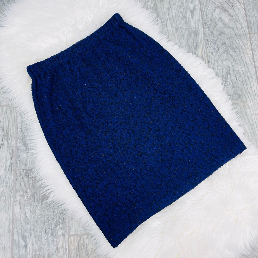 St. John Black Label Blue Black Sparkle Knit Tweed  Elegant Skit